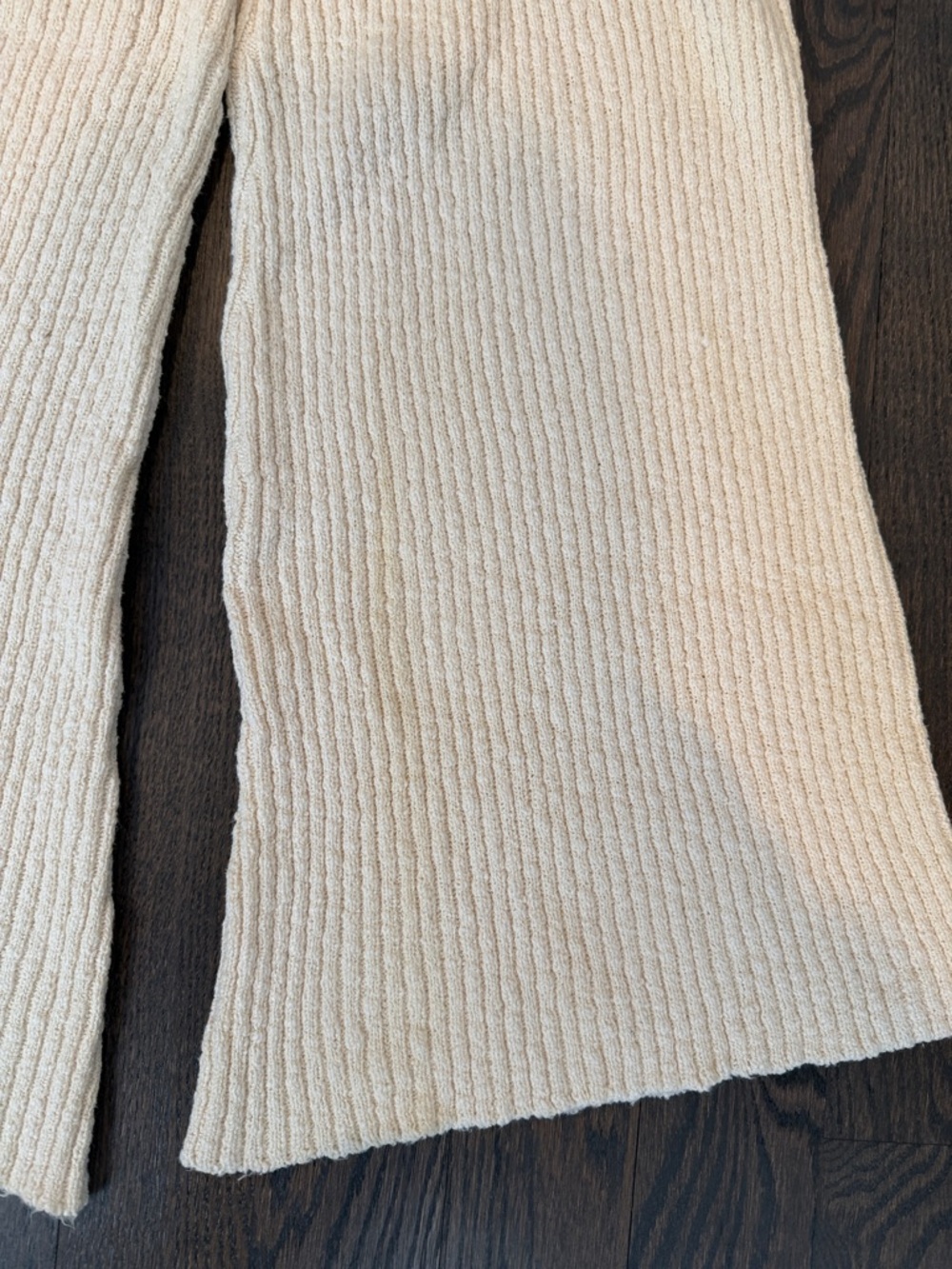 Women's Cream Wide-Leg Knit Pants - High-Rise Cozy Trousers - Picture 2 of 2